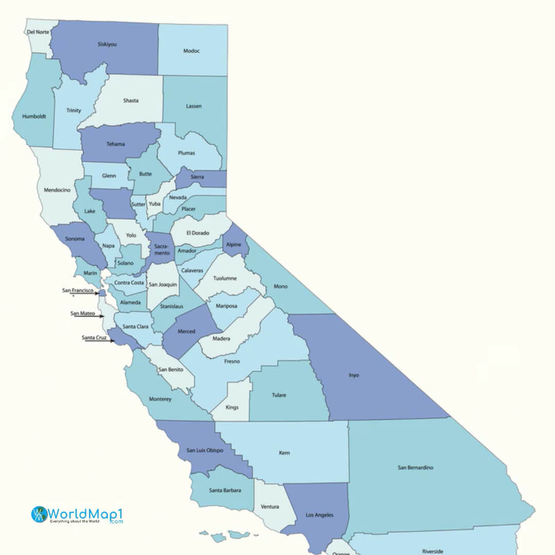 Northern California Counties Map